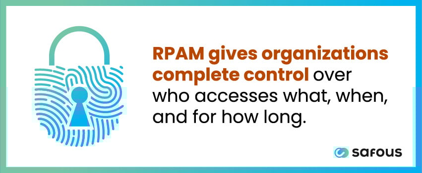 RPAM gives organizations complete control over who accesses what, when, and for how long.